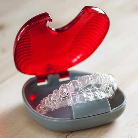 Invisalign Teen aligners in carrying case