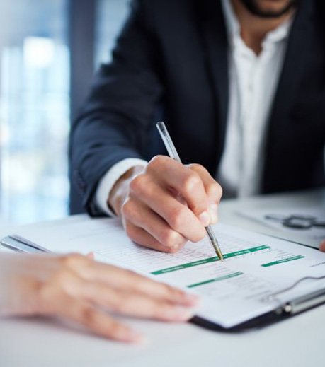 People go over paperwork