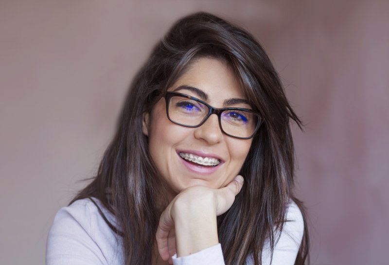 Woman with metal braces